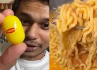 വെള്ളത്തിൽ ഇട്ടാൽ നിമിഷങ്ങൾ കൊണ്ട് ന്യൂഡിൽസ് ആയി മാറുന്ന മാഗി ക്യാപ്സൂൾ: വീഡിയോ വൈറൽ; ഇവിടെ കാണാം