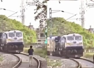 റെയില്വേ ട്രാക്കില് യുവാവിന്റെ ഷോ ; ലോക്കോ പൈലറ്റിന്റെ പണി വൈറല് ; വീഡിയോ കാണാം