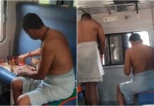 ബെംഗളൂരു എക്സ്പ്രസില് കോച്ചിനുള്ളില് പൂജ നടത്തി രണ്ട് പേർ; വീഡിയോ കാണാം