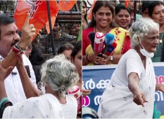 ‘നില്ല്, വയസായ ഞാൻ എങ്ങോട്ട് പോണമെന്ന് പറ നീ…’: ബിജെപിയുടെ വഴി തടഞ്ഞുള്ള സമരത്തിനിടെ പ്രതികരിച്ച് സരസ്വതിയമ്മ; സമരം അവസാനിപ്പിച്ച് നേതാക്കൾ; വീഡിയോ ദൃശ്യങ്ങൾ കാണാം