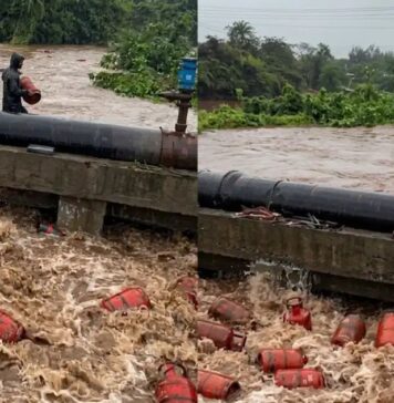 നദിയിലൂടെ ഒഴുകിവന്നത് ആയിരക്കണക്കിന് സിലിണ്ടറുകൾ; വാരിയെടുത്ത് വീട്ടിൽ നാട്ടുകാർ; വീടുകളിൽ കൊണ്ടുപോകരുത് എന്ന് മുന്നറിയിപ്പ്: വിശദാംശങ്ങളും വീഡിയോ ദൃശ്യങ്ങളും വാർത്തയോടൊപ്പം